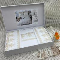 Ensemble de housse de couette florale moderne brodée 6 pièces avec 4 taies d'oreiller, boîte cadeau de luxe de haute qualité