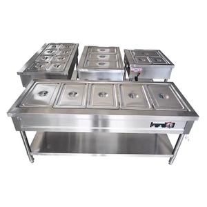 Bain-marie électrique commercial de comptoir 1,5 kW à deux rangées et quatre bacs pour buffet - Product Image 3