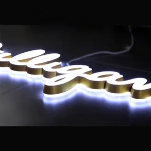 Huruf 3D Akrilik Backlit, Tanda Saluran Huruf Logo Tanda 3D Lampu untuk Toko Tanda Logo