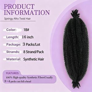 3X <b>Afro</b> <b>Twist</b> Bulk 16 Inch Synthetic Braiding <b>Hair</b> Fluffy Natural Look Human <b>Hair</b> Like for African <b>Hair</b> Braiding DIY Styling - Product Image 4
