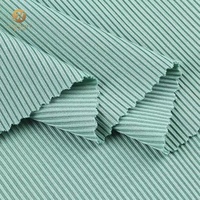 Tissu tricoté côtelé 2x2 doux et élastique, 95% polyester 5% élasthanne, 300g, teint uni, pour vêtements de filles