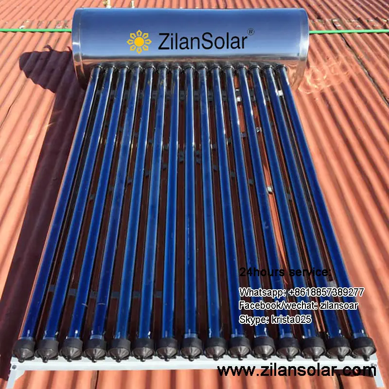 Rooftop basınçlı vakumlu tüp paslanmaz çelik güneş enerjisi Sus304 güneş enerjili su ısıtıcı