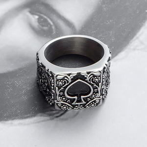 Anello da Uomo H422 con Motivo a Picche, Onice Nero con Incastonatura a Castone, Gioiello alla Moda, Idea Regalo - Product Image 6