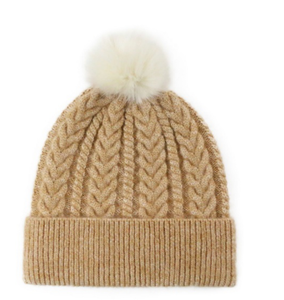 Premium Custom Winter White <strong>Pom</strong>-<strong>Pom</strong> <strong>Knitted</strong> <strong>Beanie</strong> Warm &amp; Cozy Women's Hat For Beach &amp; Travel - Product Image 4
