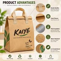 Sac isotherme en kraft imperméable avec doublure en aluminium pour aliments chauds ou froids et pique-niques