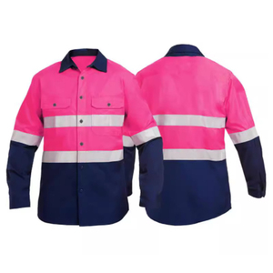 100% algodón ropa de seguridad reflectante alta visibilidad ropa de trabajo minería mecánico construcción amarillo manga larga hombres camisa de trabajo - Product Image 3