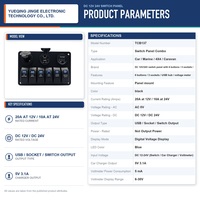 Panneau de commande DC 12V 24V avec 6 boutons, 3 prises, hub USB et voltmètre pour voiture et bateau