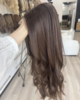 LONGFOR Cheveux Humains Vierges Qualité Supérieure Texture Européenne Douce Brun Foncé Extra Fin HD pour Perruque Lace Front avec Doublure en Soie pour Femme 130%
