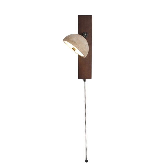 Traditional High-end Stone Wooden Rotatable LED Wall Lamp with 3 Color Temperatures Wall-mounted Bedroom Lighting