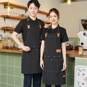 Custom Canvas Unisex Adjustable Aprons For Kitchen Chef Waiter Waitress Bartenders Work Uniform