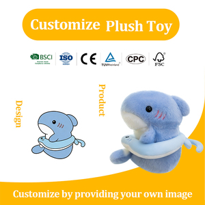 Peluche Kawaii d'animal marin pour le bureau avec bouée de sauvetage souriante, poupée requin ou phoque douce pour décoration de bureau ou cadeau - Product Image 1