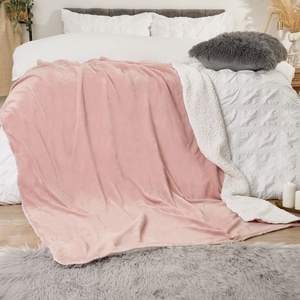 Chất lượng cao hai lớp Sherpa lông cừu ném chăn tùy chỉnh kích thước Đôi Nữ Hoàng màu hồng Chăn cho khách sạn nhà cắm trại - Product Image 5