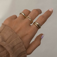 Bague Milskye classique scintillante pour filles en argent sterling plaqué or 18 carats, motif vague simple