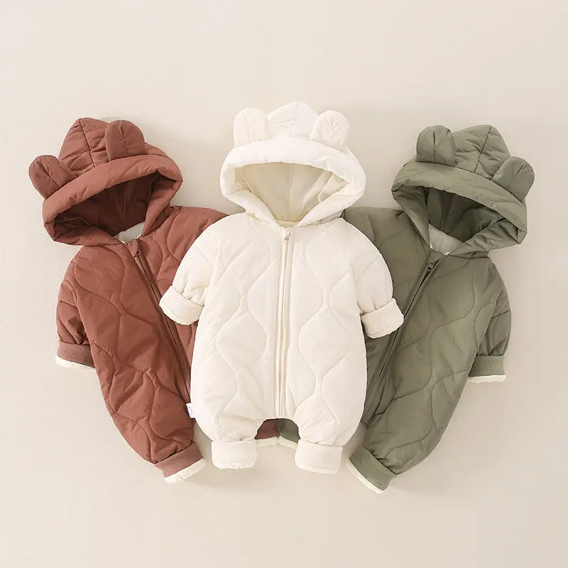 Newborn Girl Jumpsuit Hooded Winter Infant Overalls Baby Clothes Boys Warm Snowsuit Coat Kid Bear Romper Toddler Outerwear