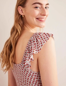 Nuovo Arrivo UK: Abito Estivo Vintage da Donna in Modal con Volant, Spalline in Pizzo, Collo Quadrato, Schiena Aperta, Lunghezza Media - Product Image 2