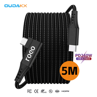 Cable Tipo C de 240W 100W de Moda, Cable de Datos USB 3.2 Gen2 Tipo C con Trenzado de Nailon y Ángulo Recto para Carga Rápida, Ladekabel para Laptop y PC