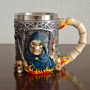 Chope à bière en acier inoxydable, motif crâne et squelette, style Chope du Diable, tasse à café gothique, pour fête d'Halloween - Product Image 2