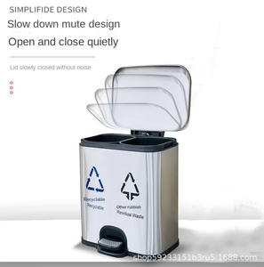 Poubelle à pédale intérieure en acier inoxydable de 20L avec deux divisions de trois quatre classes pour la cuisine, la salle de bain et l'extérieur Capacité de 40L - Product Image 4