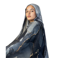 Nouveau Voile Pashmina en Jersey de Bambou Imprimé Numérique Respirant en Coton Modal Effet Aquarelle 2026 pour Femmes Musulmanes