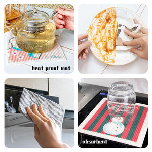 Torchons de nettoyage de cuisine réutilisables suédois à impression personnalisée en gros torchons éponge en cellulose suédois torchon - Product Image 4