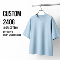 T-shirt en coton personnalisé, uni, 240 g/m², doux, unisexe, grande taille, manches courtes, été, respirant, style streetwear, oversize