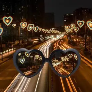 Óculos de sol vermelhos LED mágicos para mulheres, óculos de sol com efeitos especiais em forma de coração, óculos de sol para amor e coração, mais recentes