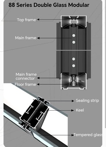 Cloison de séparation en verre pour bureau avec cadre en aluminium noir, double vitrage avec volet pour bibliothèque, musée, centre d'appels, division d'espace - Product Image 5