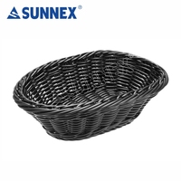 Sunnex Nieuwe Zwarte Kleur Plastic Pp Brood Proofing Mand Rotan Ovale