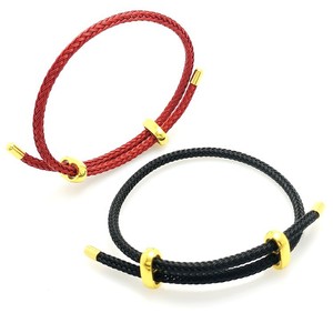 Red And Black Braided Rope <b>Bracelet</b> 3Mm <b>Adjustable</b> Gold Beaded Couple Jewelry Unisex Gift - Product Image 5