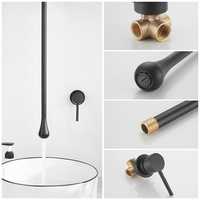 Mitigeur de lavabo en laiton suspendu avec goutte d'eau de luxe moderne robinet de lavabo encastré au plafond lavabo de salle de bain robinet d'évier