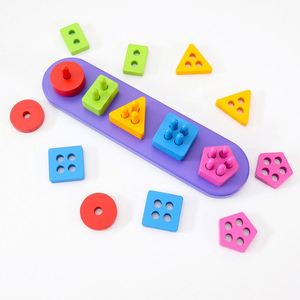 Bloques de Madera Apilables para Bebés, Niños y Niñas de 1 a 3 Años, Regalos de Cumpleaños, Juguete Educativo Sensorial para Clasificar Formas y Colores - Product Image 3