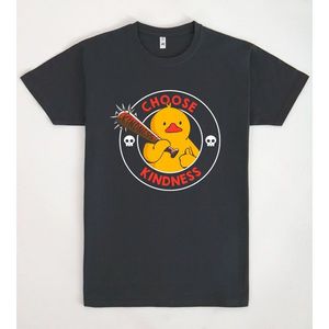 T-shirt con grafica Choose Kindness Duck, unisex, taglia media per adulti, nera - Product Image 1
