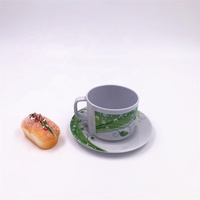 Tasses à thé et soucoupes en mélamine plastique de haute qualité, durables, personnalisables (couleur, logo, motif floral), réutilisables pour le camping et la restauration – Vente chaude en gros