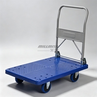 Chariot à main pliable à quatre roues en plastique, capacité de charge de 500 kg, OEM pour les travailleurs d'entrepôt, pour déplacer des boîtes, des outils et des équipements