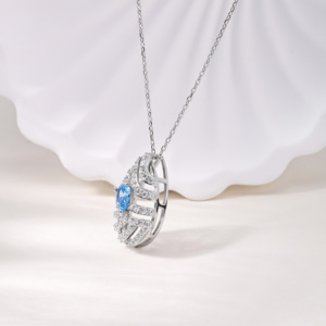Exquis 925 Sterling Silver Rhodium Plaqué <span class=keywords><strong>Saphir</strong></span> Zircon <span class=keywords><strong>Pendentif</strong></span> Collier Mode <span class=keywords><strong>Goutte</strong></span> <span class=keywords><strong>D</strong></span>'<span class=keywords><strong>eau</strong></span> Conception pour Fiançailles En Gros - Product Image 3
