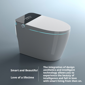 Moderne Intelligente Smart-Toilette mit beheiztem Sitz, Warmlufttrocknung, S-Trap-Abfluss, quadratischer Schüssel und Fernbedienung - Product Image 1