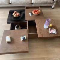 Table basse vintage de style italien du milieu du siècle, en bois massif, avec rangement, pliable et extensible, plateau en noyer noir, pour petits salons