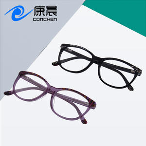 Montures de lunettes Conchen ovales plates anti-lumière bleue, monture complète en acétate, unisexe, Wenzhou 8014 - Product Image 1