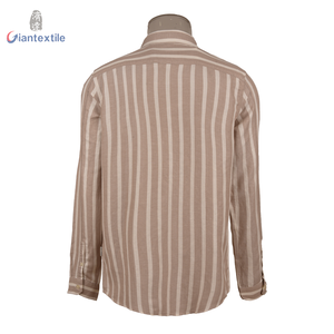 <span class=keywords><strong>Camicia</strong></span> Casual da <span class=keywords><strong>Uomo</strong></span> a Maniche Lunghe in Twill a Righe Super Larghe <span class=keywords><strong>Beige</strong></span> Khaki Essenziale per Designer, 55% <span class=keywords><strong>Lino</strong></span> 45% Cotone, Collezione Primavera ODM - Product Image 2