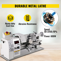 Tour à métaux miniature SIHAO 600W à vitesse variable, 8"x14", 220V, en fonte, pour le tournage, le perçage, le filetage et le fraisage DIY sur table
