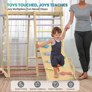 Khu vui chơi trong nhà nâng cấp 9 trong 1, đồ chơi leo trèo cho trẻ em, theo triết lý Montessori, phong cách Waldorf, bộ đồ chơi leo trèo bằng gỗ - Product Image 6