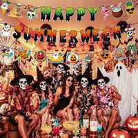Décorations de fête d'Halloween pour l'été, Bannière Happy Summerween, Décorations de fête Summerween, Fournitures pour fête hawaïenne à la plage et à la piscine