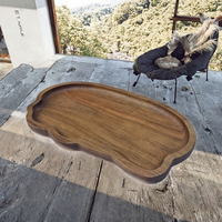 Juego de bandejas de madera natural ecológicas, modernas y lujosas, con grabado personalizado, para servir frutas, aperitivos, postres y comida en fiestas.