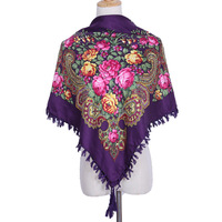 2025 Style ethnique femmes printemps été musulman respirant Floral cadeau foulard châle Vintage imprimer 90cm petit foulard carré