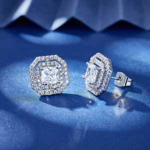 Boucles d'oreilles géométriques en zirconium au design rétro Carré de <span class=keywords><strong>métro</strong></span> en laiton unique pour mariage ou cadeau - Product Image 6
