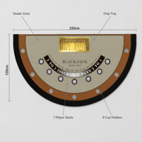 Tapis de table de Blackjack personnalisé semi-circulaire, feutre de casino, pour 7 joueurs, impression de logo OEM, 220x120cm, vente en gros