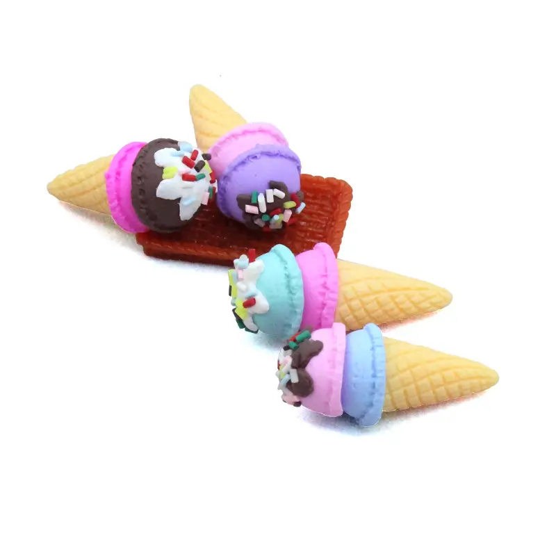 Kawaii Resin 3D Miniature Ice-Cream Cones Cabochons For Creative Children's Hair Bow Center Earring Making
