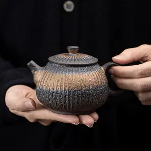 Ancient morning boiled polyester teapot Japanese gilding iron glaze handle pot porcelain kung fu tea set Pu'er urgent pot