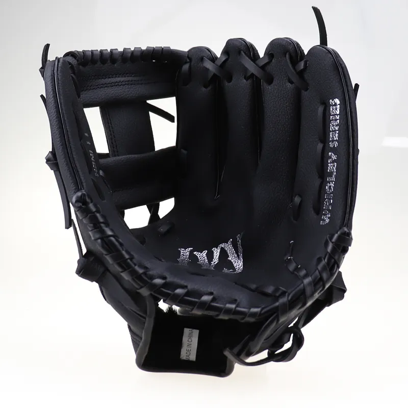 Factory OEM Baseball & Softball Gloves PU Leather Left Right Hands Gloves Pure black Lightweight Comfortable Breathable Durable