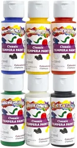 Set warna pelangi 6 2 OZ /60ML masing-masing merah biru hijau putih kuning hitam untuk anak-anak balita warna utama cat Tempera